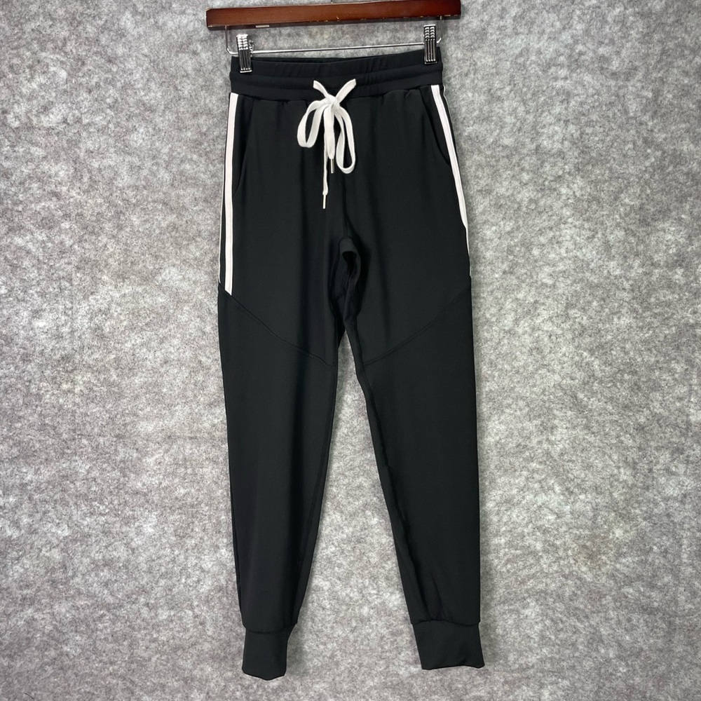 Buffbunny Collection Pants Womens Small Black Jogger Drawstring Stripe Athletic